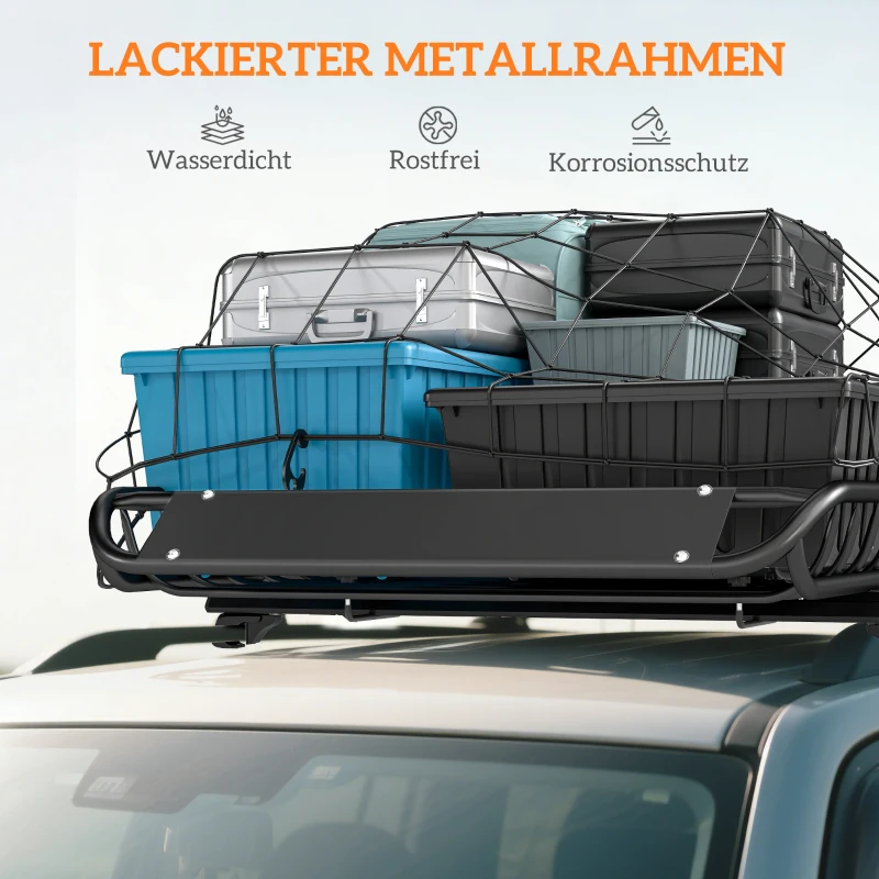SPORTNOW Dachgepäckträger Universal Dachkorb mit Windschutz, bis 150 kg, 116 x 92 x 11,5 cm für SUV Trucks Schwarz