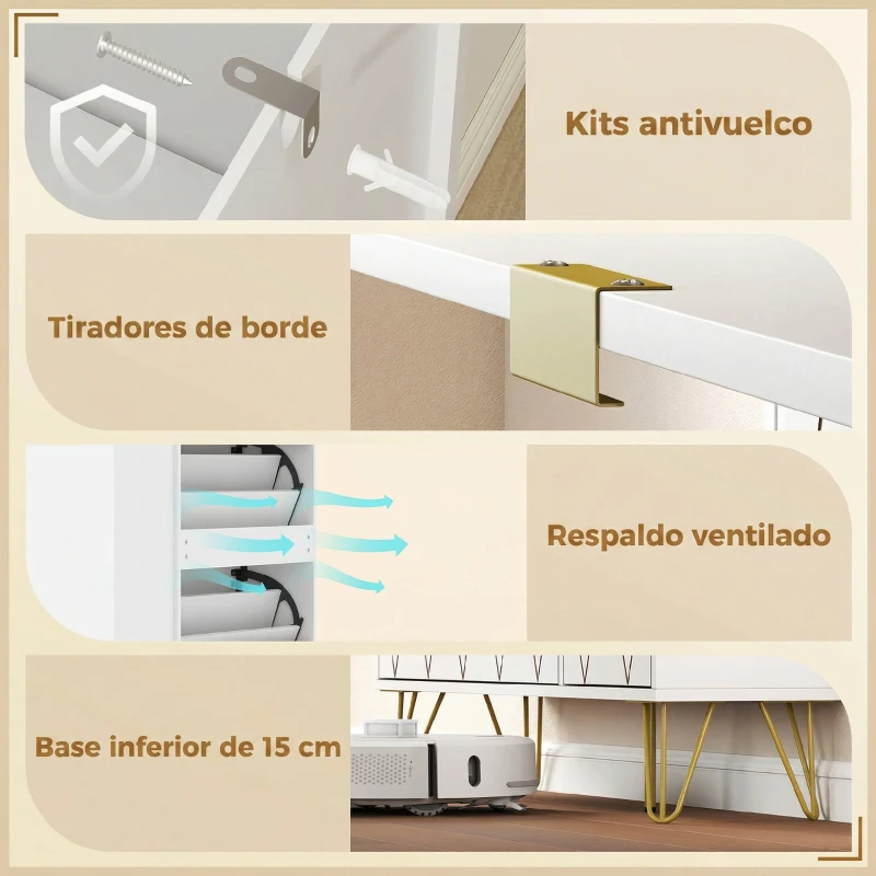 HOMCOM Mueble Zapatero Moderno con 2 Cajones Abatibles Armario y Estantes Ajustables para 10-14 Pares de Zapatos Blanco