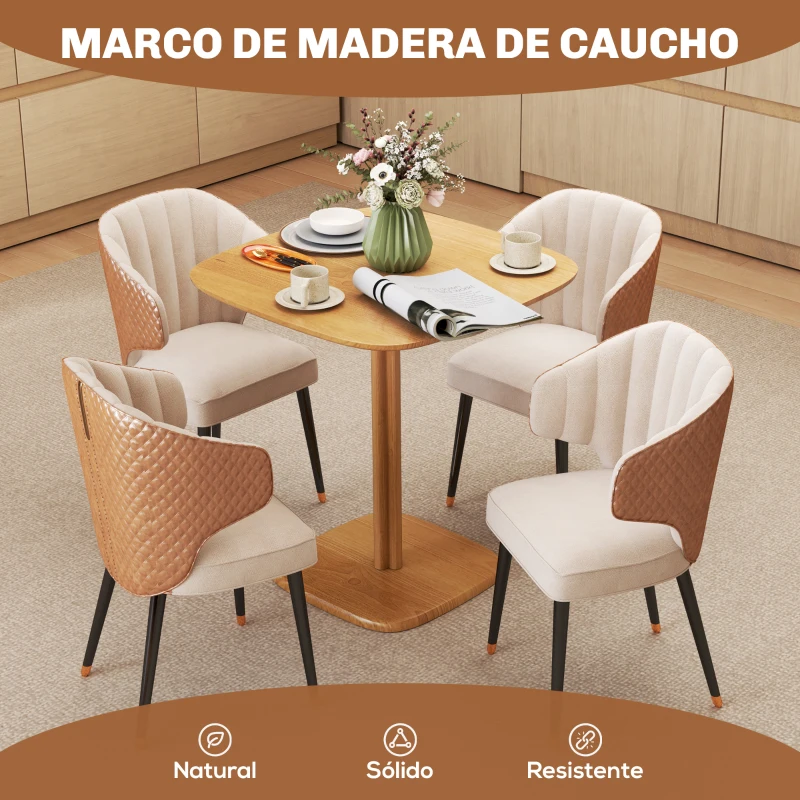 HOMCOM Mesa de Comedor de Madera Mesa de Cocina Cuadrada para 4 Personas para Espacios Pequeños 70x70x75 cm Madera Natural