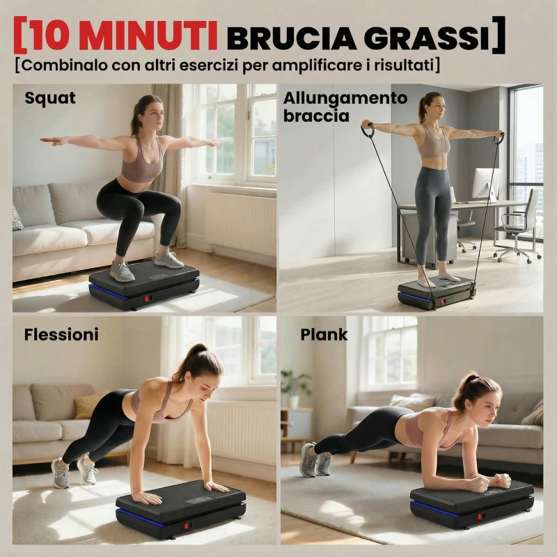 SPORTNOW Pedana Vibrante con 120 Livelli di Velocità e 5 Programmi