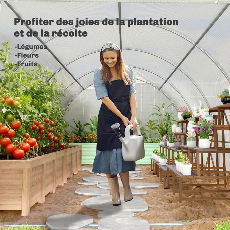 Outsunny Serre de Jardin Tunnel Surface Sol 18 m² 6L x 3l x 2H m châssis Tubulaire renforcé 24 mm 8 fenêtres Blanc