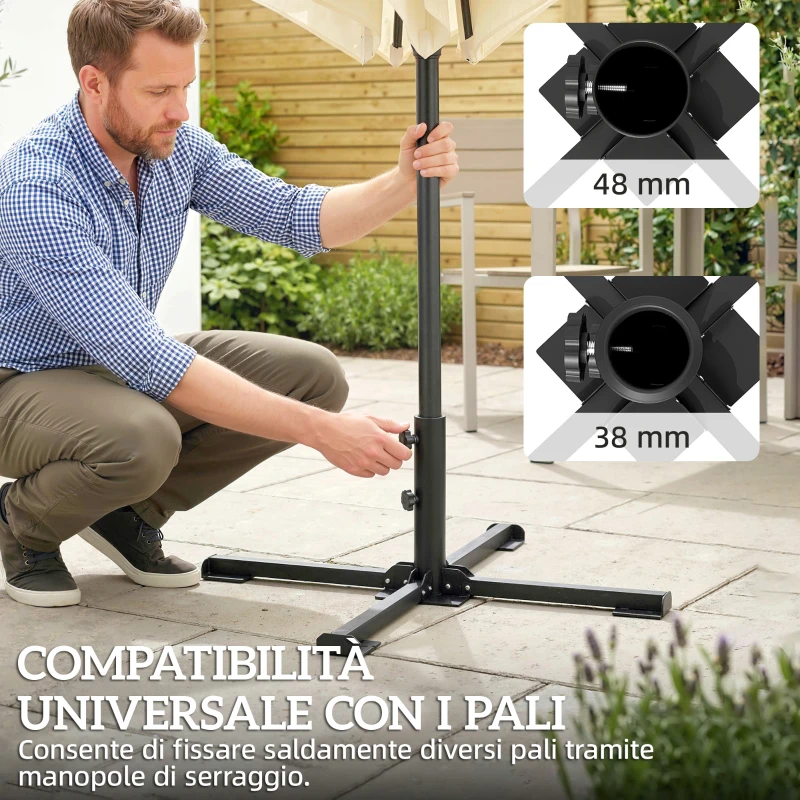 Outsunny Base pieghevole a croce per ombrelloni 38-48 mm, supporto patio, grigio scuro