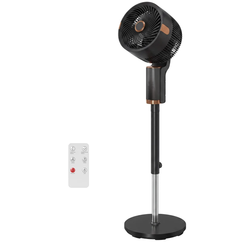 HOMCOM 20 dB Silent Standing Fan for Bedroom, 44" Pedestal Fan with 90° Oscillating, 8 Speeds and LED Light, Black