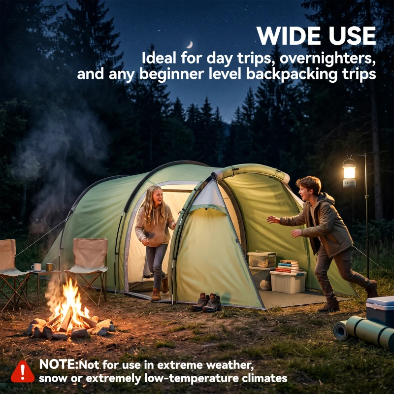 Outsunny Three-Man, Two-Room Tent - Green