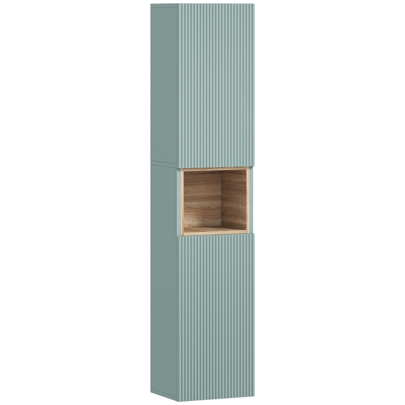 HOMCOM Meuble colonne salle de bain, meuble de rangement, 2 portes, compartiment et étagères réglables, 30x24x140cm, vert