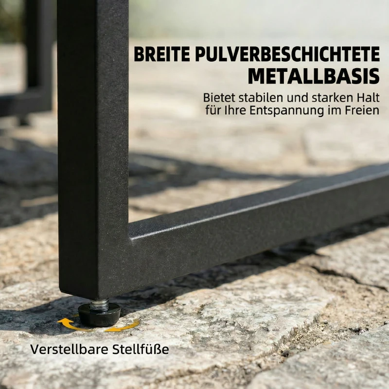 Outsunny Gartenmöbel Set L-Form Metall Sitzgruppe für 4 Personen Gartenlounge mit 2er Sofa Kissen 2 stapelbar Beistelltisch Teak