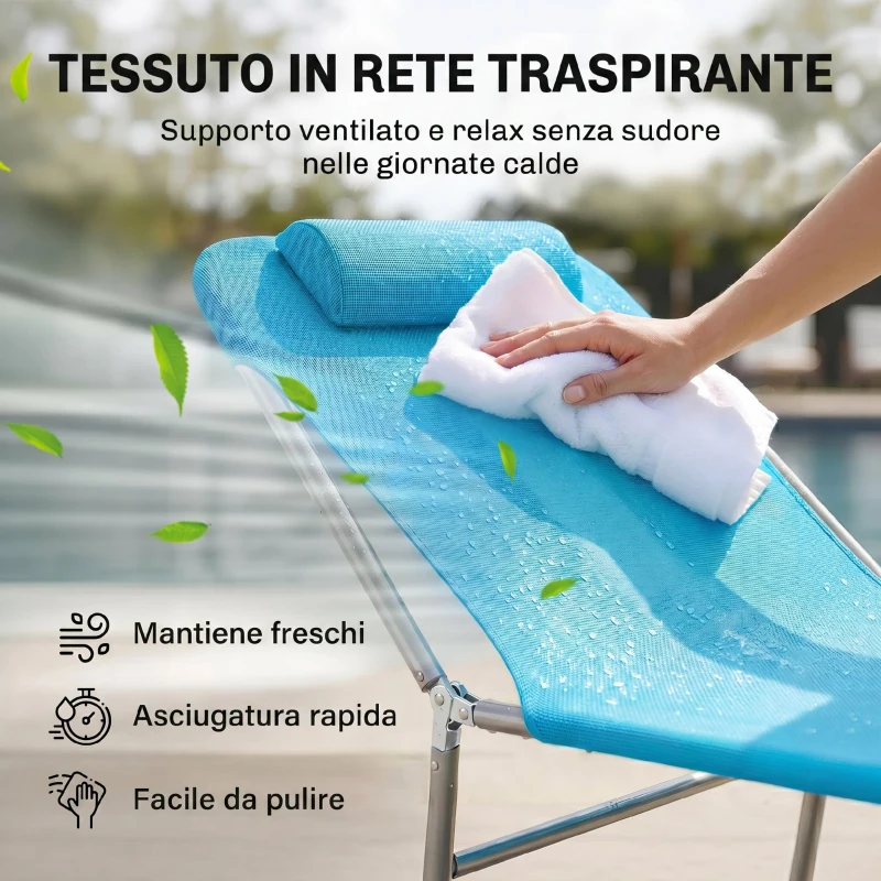 Outsunny Lettino Prendisole Pieghevole con Schienale Reclinabile e Cuscino, 182x56x24.5cm