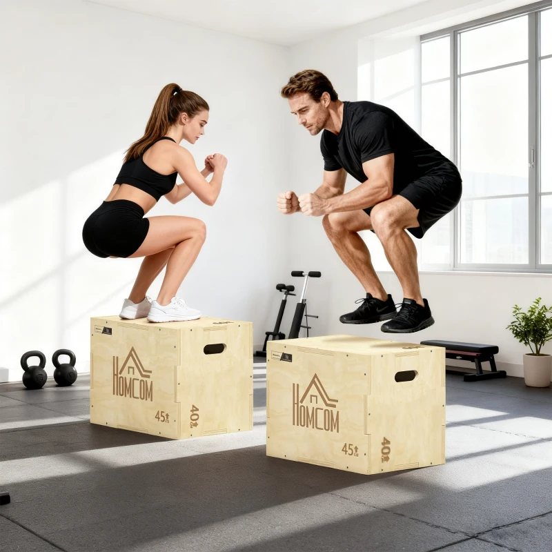 Box jump pliométrie 3 en 1 - Collaboration Aosom.fr x FFHandball - boîte à saut musculation fitness bois