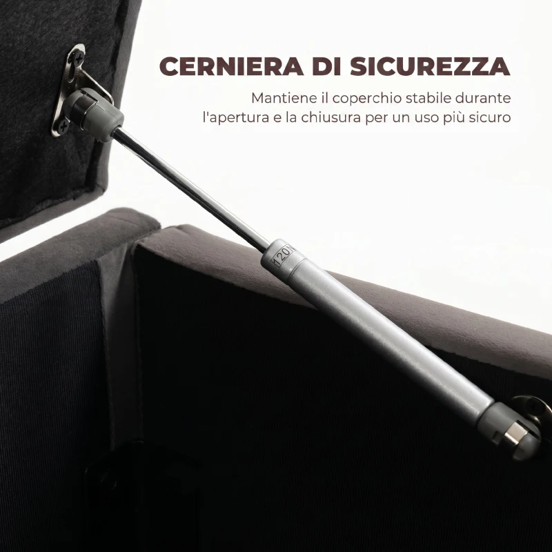 HOMCOM Cassapanca in Velluto140L con Seduta Ampia Imbottita, Capacità 240kg, Camera da Letto Soggiorno Ingresso, Grigio