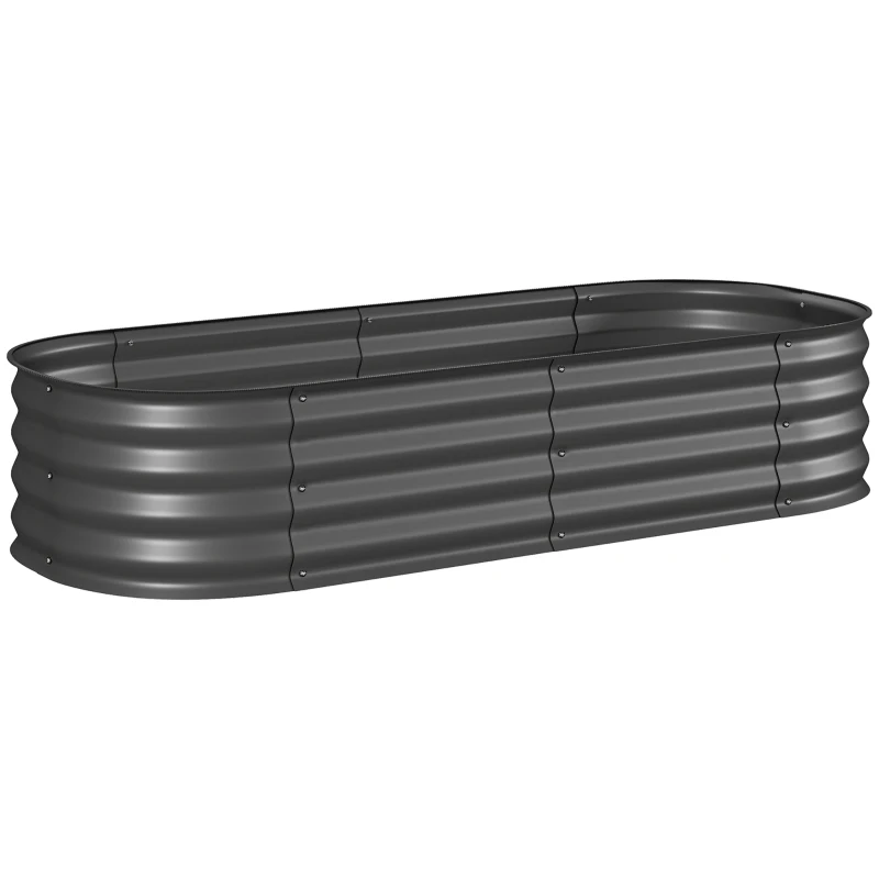 Outsunny Jardinière surélevée carré potager de jardin en acier modulable légumes, plantes, fleurs, dim. 150 x 62 x 30 cm gris