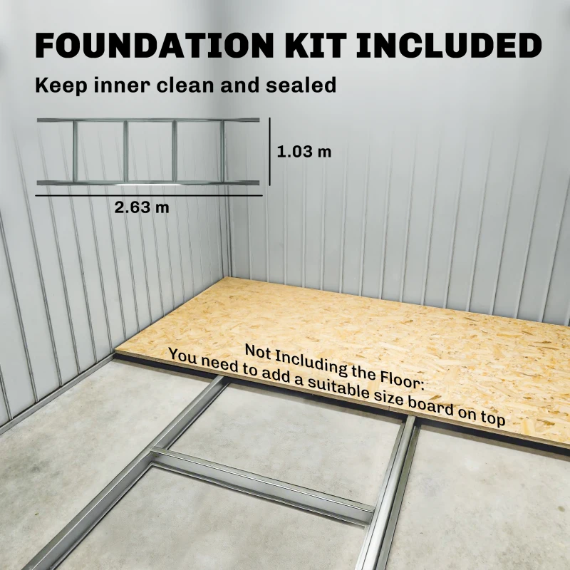 Outsunny 9 x 6ft Metal Garden Shed, Waterproof Outdoor Bike Storage Shed Galvanised with Vents, Foundation Kit, Apex Roof and Lockable Double Doors for Patio Lawn, Light Green