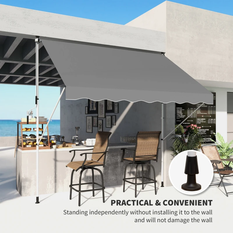 Outsunny 3x1.5m  Adjustable Outdoor Aluminium Frame Awning Grey