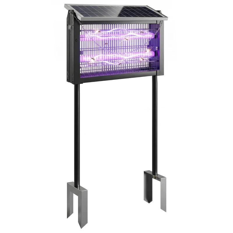 Outsunny Lampada Antizanzare da Esterno a Energia Solare con Rete di Protezione, 45x18x90 cm, Nero