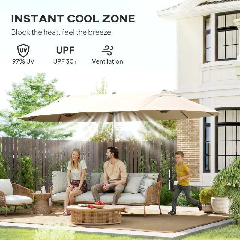 Outsunny 4.6m Double Garden Parasol - Beige