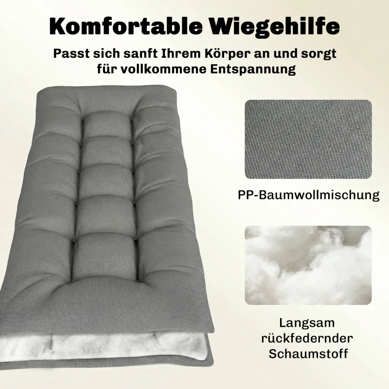 Outsunny Palettenkissen Abnehmbar Sitzkissen mit Befestigungsbändern Palettenpolster für die meisten Liegen 198x65x13cm Hellgrau