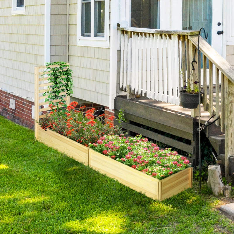 Outsunny Jardinière avec treillis bac à fleurs jardinière de jardin dim. 230L x 60l x 110H cm effet bois naturel