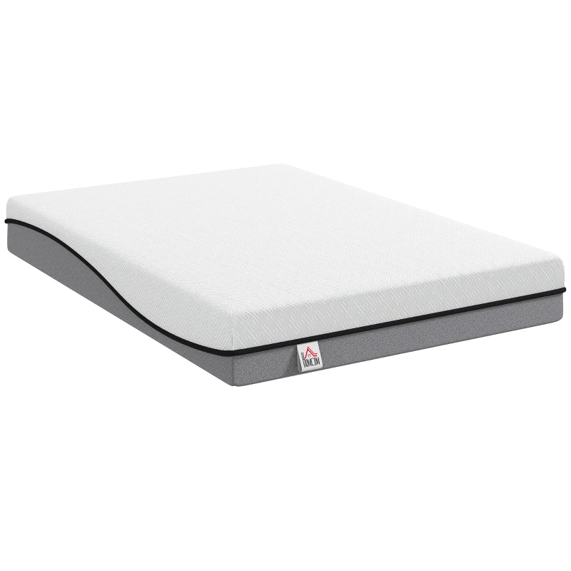 HOMCOM Saltea 140x200cm H3 mediu-firmă 20 cm Înălțime Ergonomică, Respirantă din spumă memory cu gel, OEKO-TEX & CertiPUR