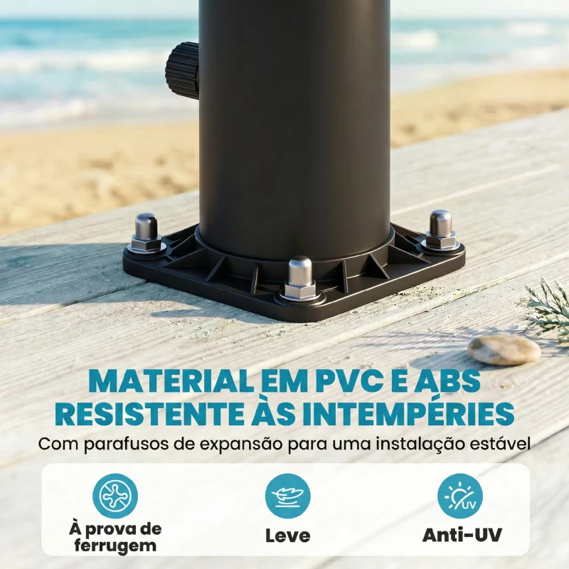 Outsunny Duche Solar Jardim 20L com Cabeça de Ducha de Mão Torneira para Pés e Temperatura Ajustável Máx. 60 °C Preto