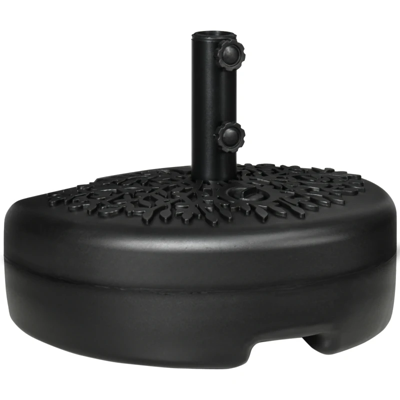 Outsunny Pied de parasol demi-round, socle parasol extérieur à remplir avec 18 kg d'eau / 21 kg de sable, 50 x 31 x 38 cm, noir