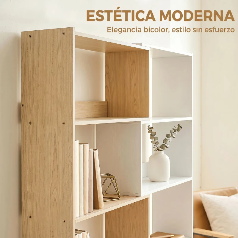 HOMCOM Estantería Expandible 5 Niveles Giratoria 350° Ancho Ajustable Convertible en en L Recta o Compacta 111,5x23,8x163,7 cm