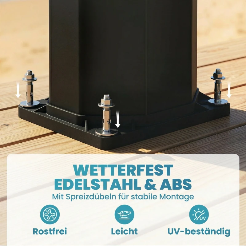 Outsunny Solardusche 35L Gartendusche mit Frostschutz schwenkbarem Regenduschkopf Wasserhahn, Gartenschlauch-Anschluss