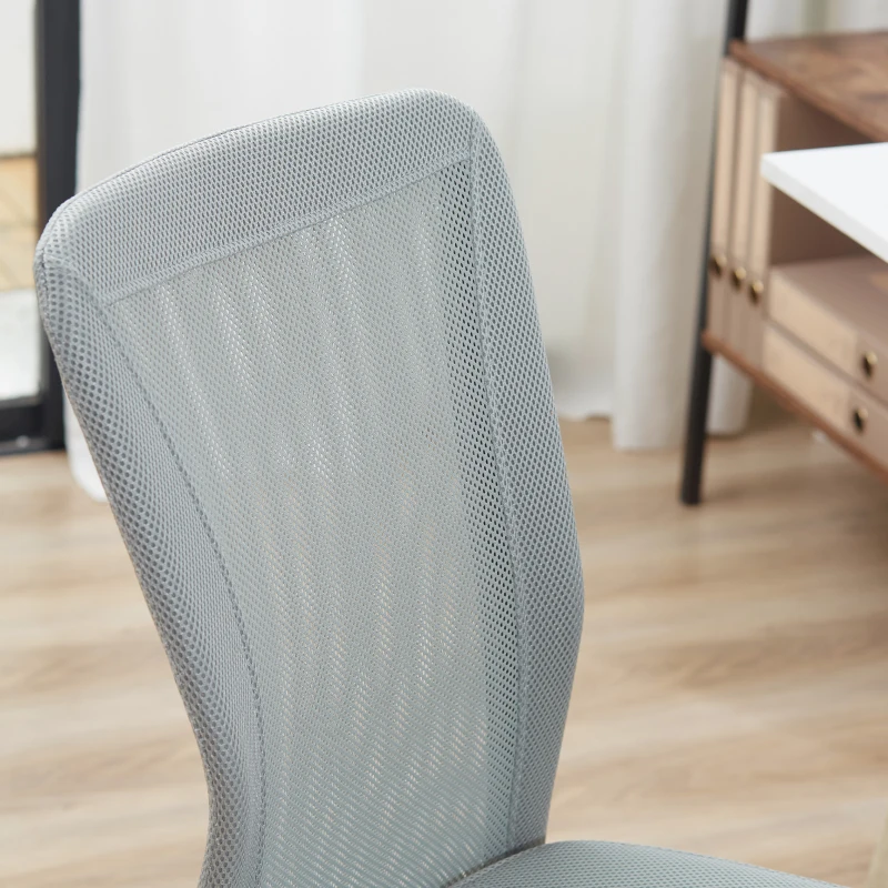 Vinsetto Sedia da Ufficio Ergonomica Senza Braccioli in Tessuto a Rete, Altezza Regolabile e 5 Ruote, Grigio