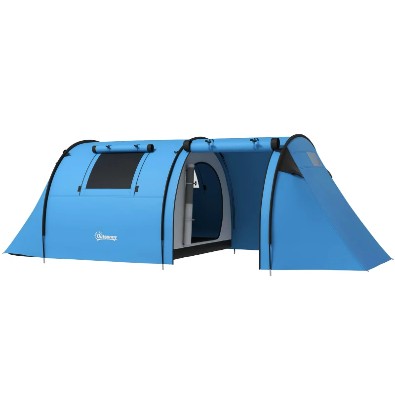 Outsunny Tienda de Campaña para 3 Personas con Ventanas Gancho Bolsa de Transporte Impermeable 3000 mm 470x220x150 cm Azul Celeste