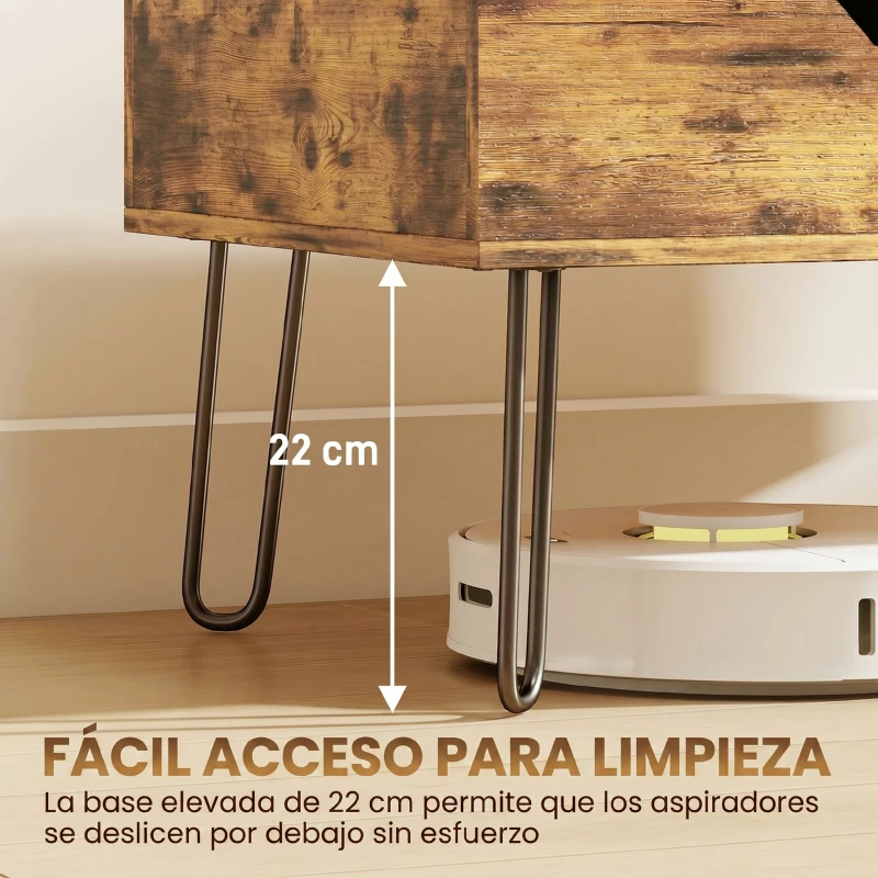 HOMCOM Mesa de Centro con Tapa Elevable Compartimento Oculto Patas de Acero 95x50x40 cm Marrón Rústico