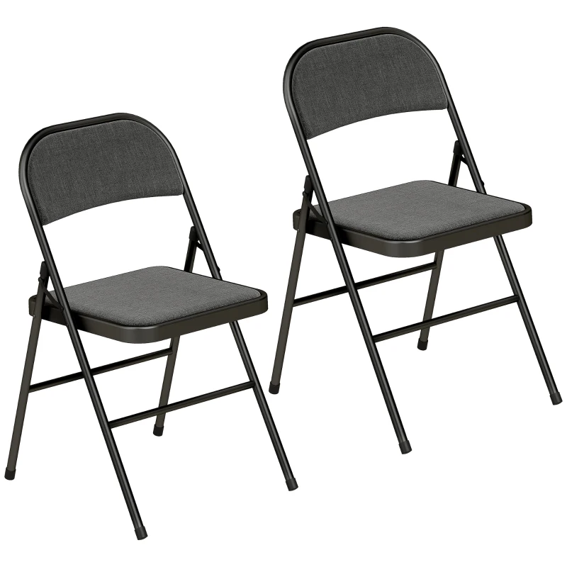 HOMCOM Lot de 2 chaises pliantes chaises de salle à manger portables cadre en acier dim. 45l x 46P x 78H cm noir