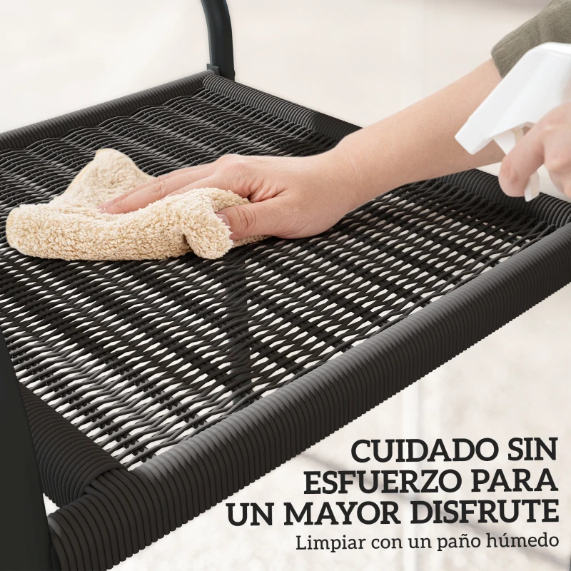 Outsunny Juego de 4 Sillas de Jardín Exterior Apilables con Reposabrazos Respaldo y Marco de Acero 55x60x83 cm Negro