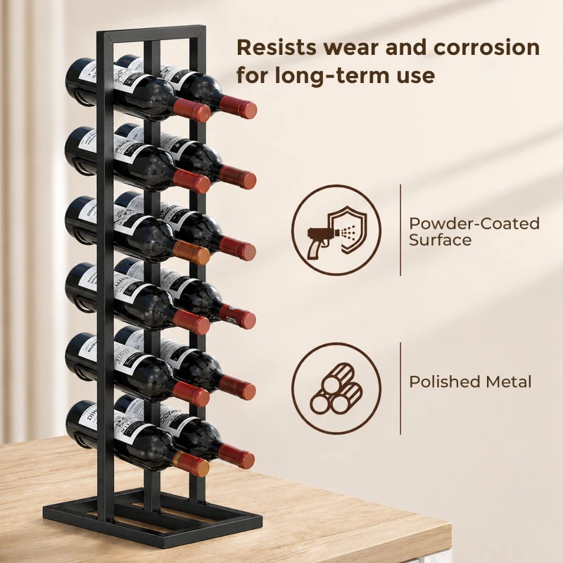 HOMCOM Suport din Metal, 12 Sticle, de Podea, Negru