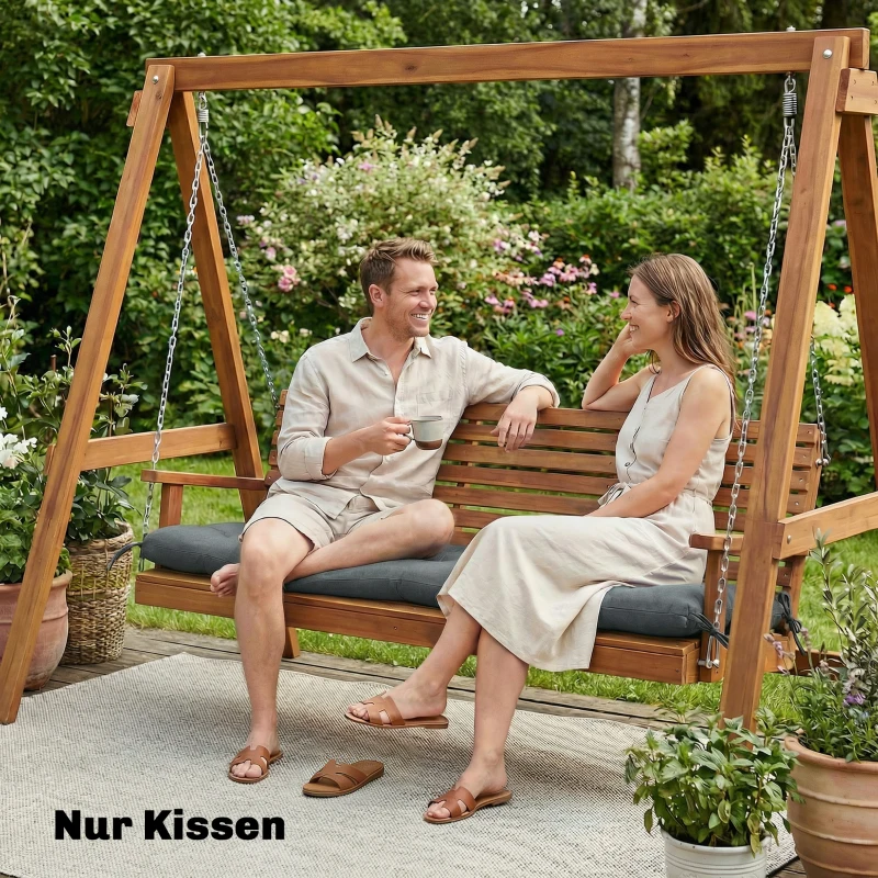 Outsunny Palettenkissen Abnehmbar Sitzkissen mit Befestigungsbändern Palettenpolster für die meisten Liegen 198x65x13cm Dunkelgrau