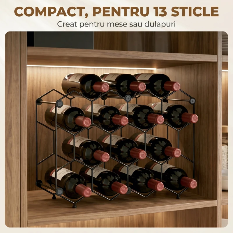 HOMCOM suport sticle masă metal