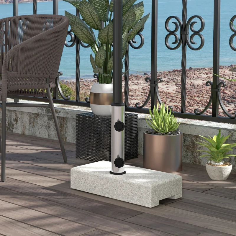 Outsunny Pied de parasol en marbre socle de parasol 25 kg 2 molettes de serrage tube en acier inoxydable 45 x 22,5 x 40 cm gris