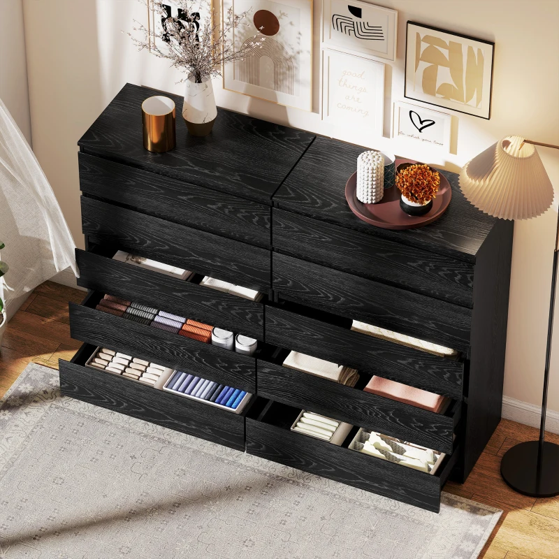 HOMCOM Cómoda para Dormitorio de 5 Cajones Cajonera para Salón Oficina Estilo Moderno 77x40x111,5 cm Negro Veteado