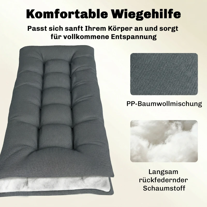 Outsunny Palettenkissen Abnehmbar Sitzkissen mit Befestigungsbändern Palettenpolster für die meisten Liegen 198x65x13cm Dunkelgrau