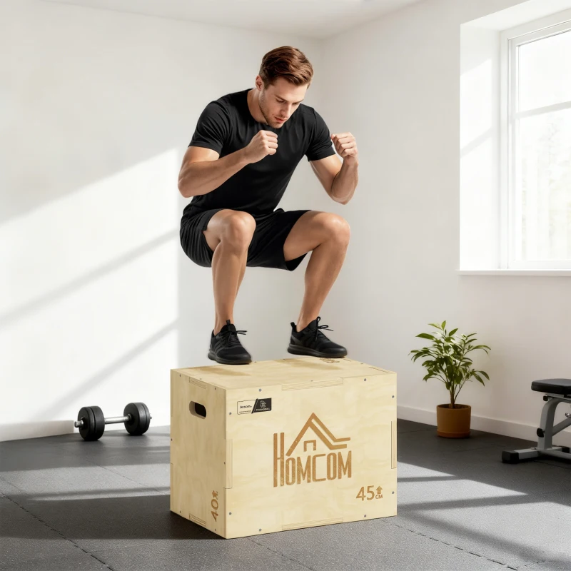 Box jump pliométrie 3 en 1 - Collaboration Aosom.fr x FFHandball - boîte à saut musculation fitness bois