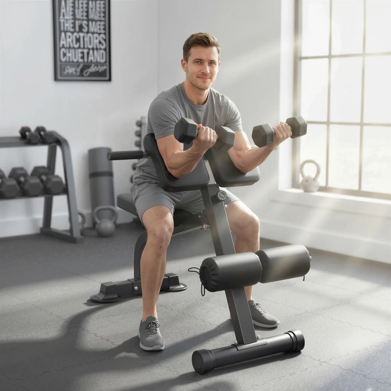 SPORTNOW Trainingsbank, Hantelbank, Fitnessbank, Stahlrahmen, Schwarz