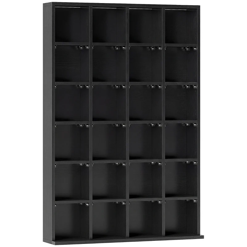 HOMCOM Meuble de rangement multimédia 456 CD/ 336 DVD - bibliothèque en bois avec étagères réglables, 89 x 130,5 cm, noir