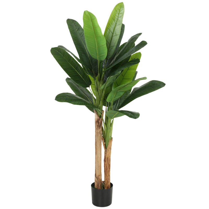 HOMCOM Set de 2 bananiere artificiale de interior, 150 cm, în ghiveci – decor pentru casă, birou, living, dormitor