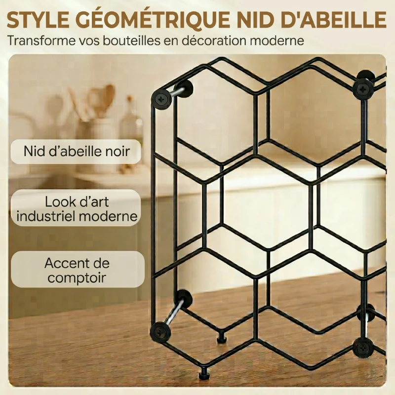 HOMCOM suport sticle masă metal