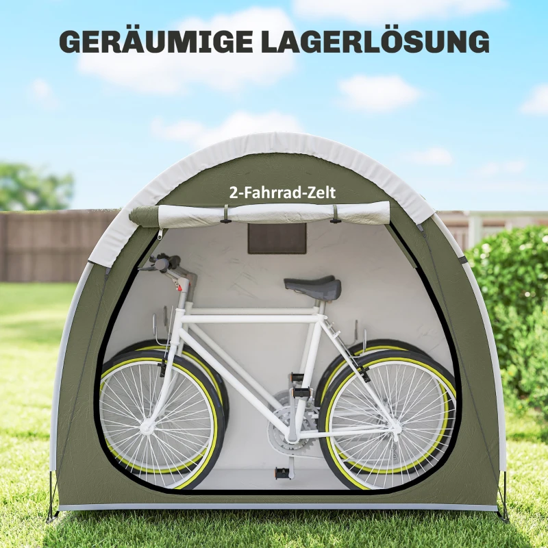 Outsunny Fahrradzelt für 2 Fahrräder Fahhrradgarage mit Belüftung UPF50+ Wasserdicht 210D Oxford 200 x 80 x 170 cm