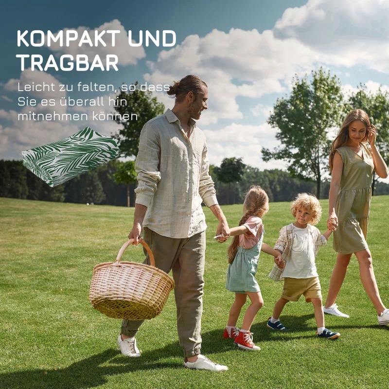 Outsunny Outdoor Teppich Wendbares Wetterfest Outdoorteppich Carpet mit Blätter-Muster, 152 x 243 cm Dunkelgrün