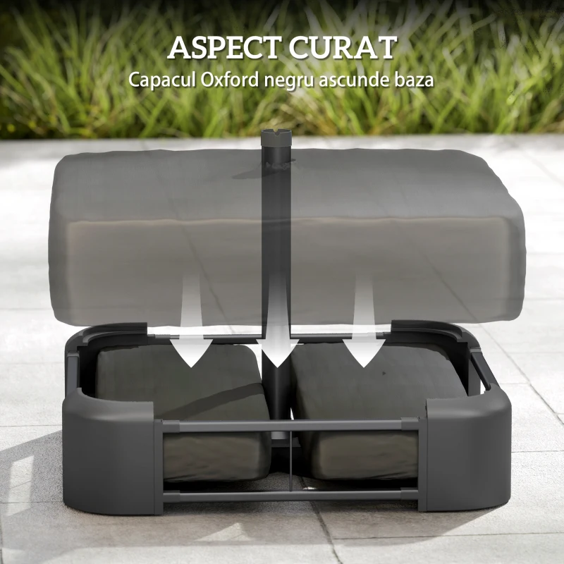 Outsunny Bază pentru Umbrelă Reumplibilă cu Nisip 80 kg/Nisip Umed 90 kg, pentru Tije de Ø48 mm, Negru