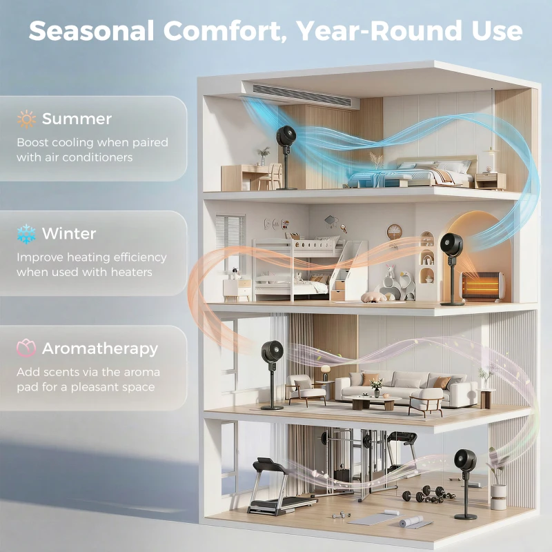 HOMCOM 20 dB Silent Standing Fan for Bedroom, 42" Pedestal Fan with Remote, 90° Oscillating, 8 Speeds, Remote Control, Black