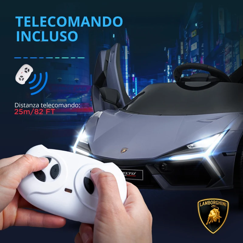 AIYAPLAY Auto Elettrica per Bambini da 3-5 Anni, Guida Dolce, Telecomando, Clacson, Plastica e Metallo, Grigio