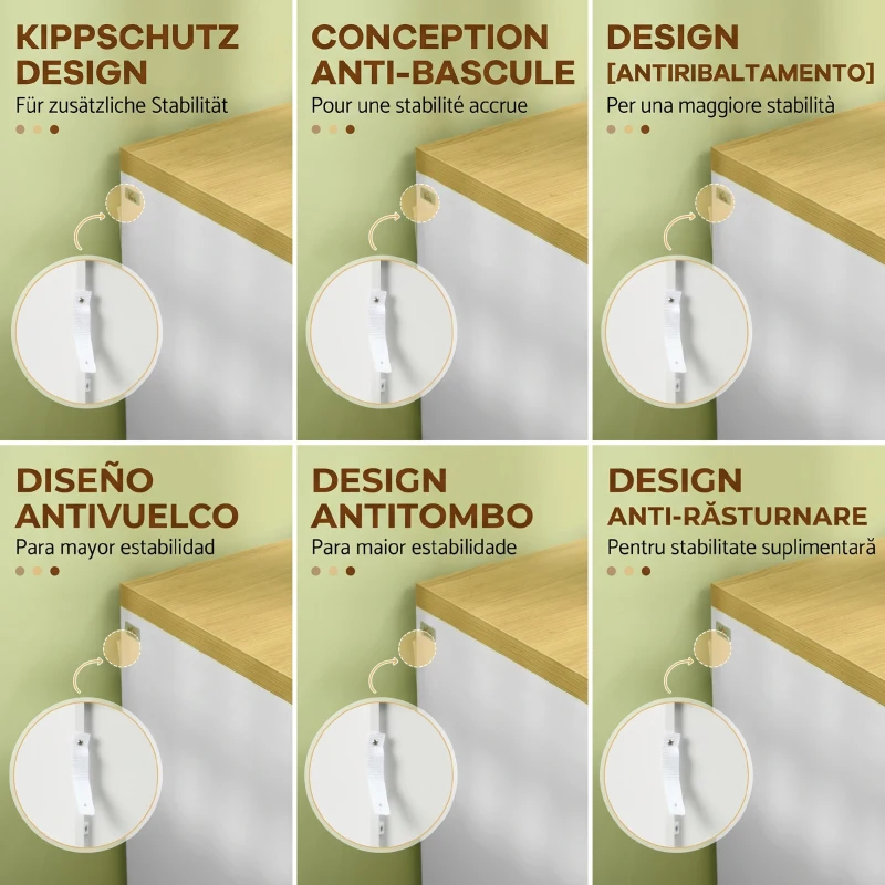 HOMCOM Comodă Modernă cu 6 Sertare din PAL pentru Dormitor și Hol, 140x37x75cm