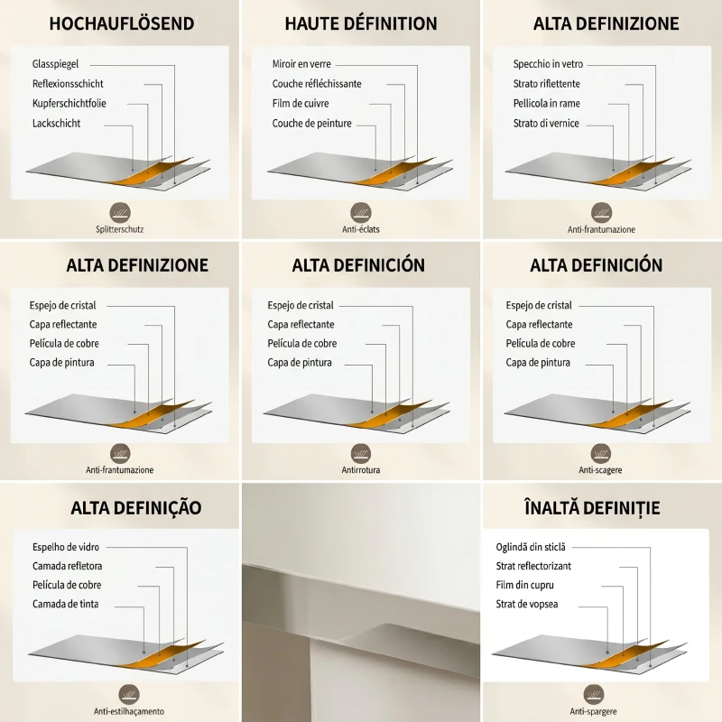HOMCOM Oglindă de Perete Stil Fereastră cu Montaj Vertical și Orizontal, 110x50cm, Negru