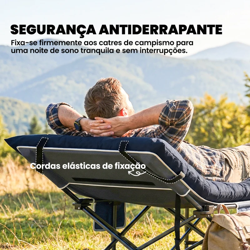 Outsunny Colchão Cama de Campismo Dobrável com Correias Antiderrapante Espessura 8 cm Cinza Escuro