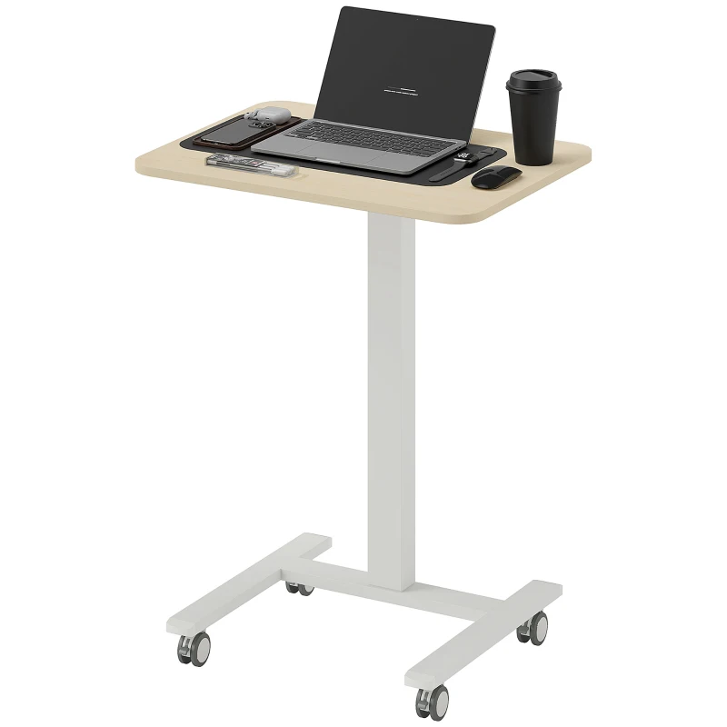 Vinsetto Sta-bureau, laptoptafel, in hoogte verstelbaar, 4 wielen, 65 cm x 48 cm x 108 cm, Geel